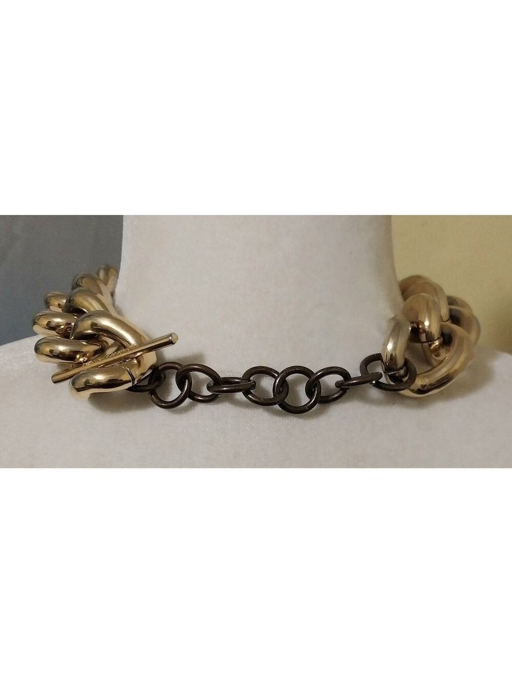 L'OFFICIEL CHUNKY GOLDTONE CHAINLINK CHOKER NECKLACE VINTAGE 1980'S - Picture 5 of 7